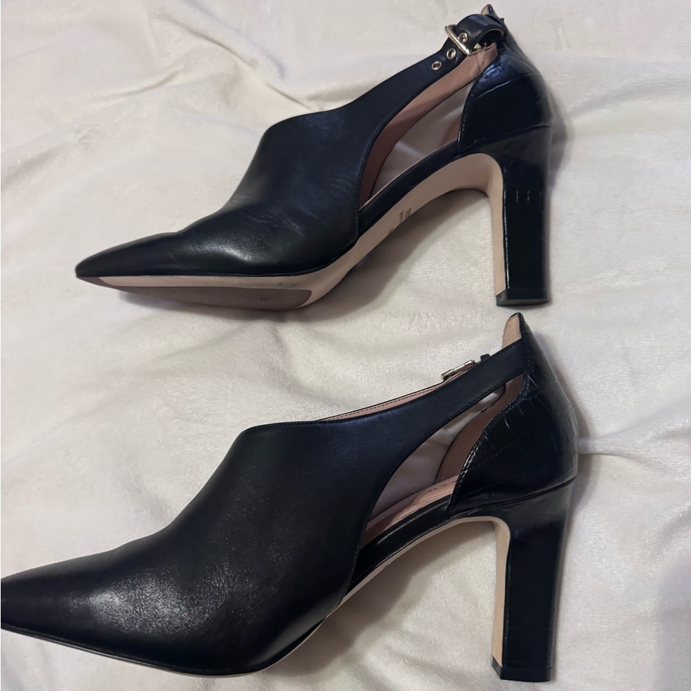 Cole Haan VIERA POINTED TOE PUMP IN BLACK PRINCESS/ FIRENZE CROC Size 10B Leathe - Picture 9 of 12